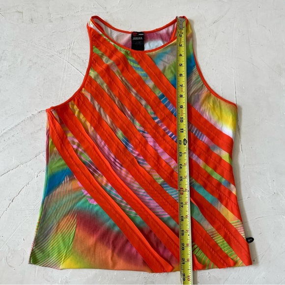 Versace Sport Y2K Retro Diagonal Stripes Colorful Funky Tank Top Size XL - Picture 4 of 11